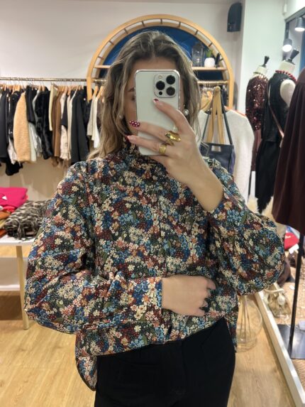 Blouse à Fleur Col Collerette 1