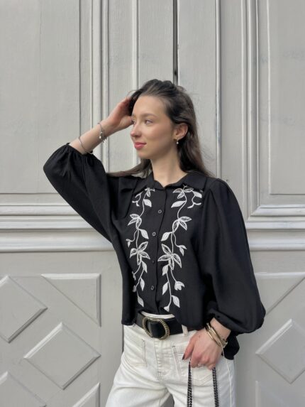 Blouse Brodée Noir