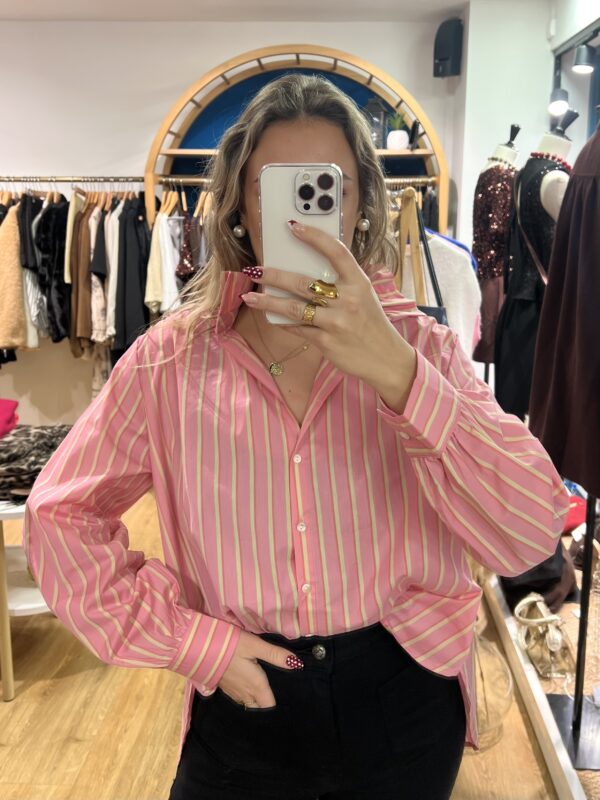 Chemise Rose à Rayures Jaune 3