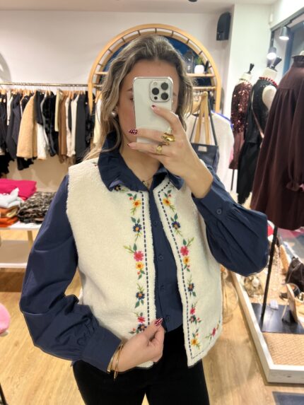 Gilet Sans Manche à Détail Floral 1