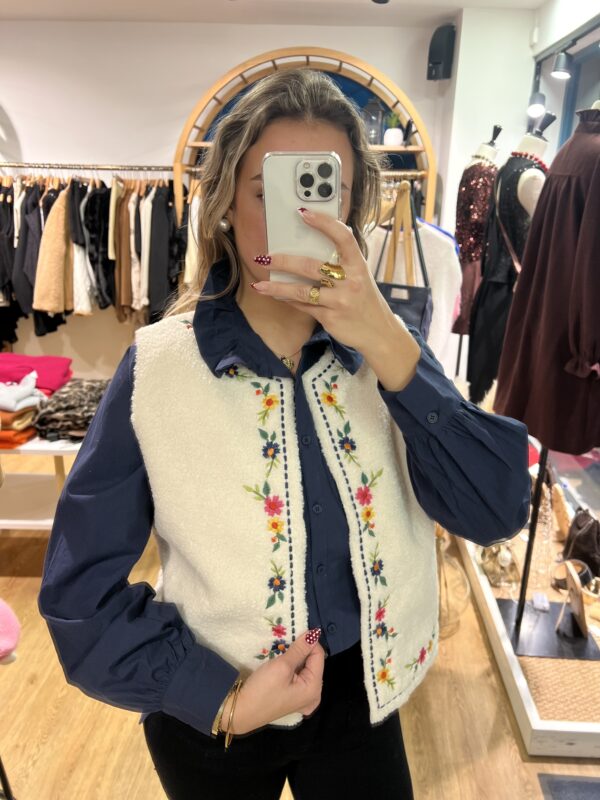 Gilet Sans Manche à Détail Floral 1