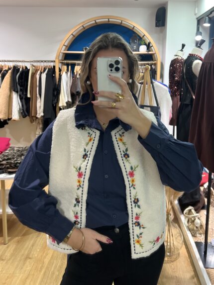 Gilet Sans Manche à Détail Floral 3