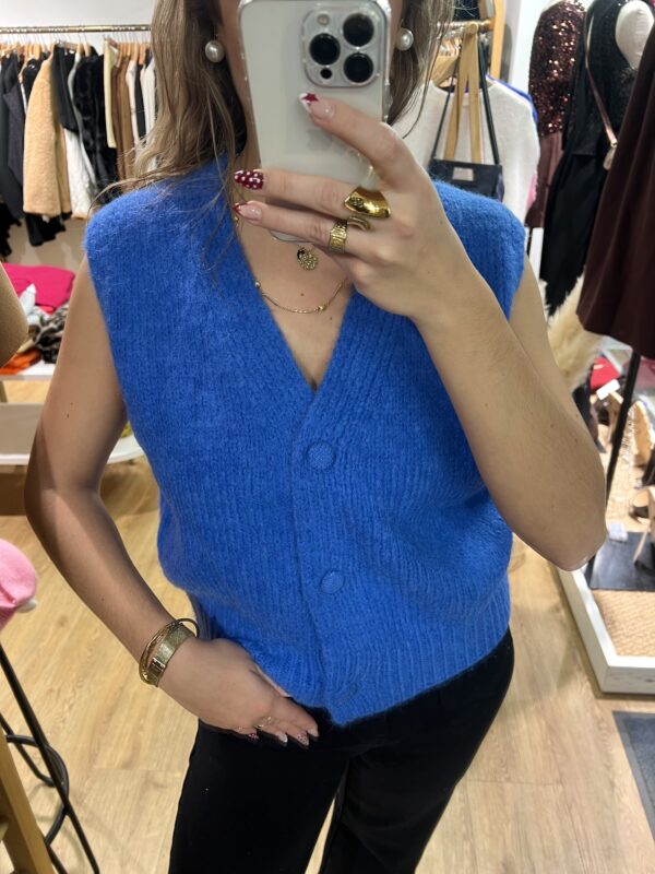 Gilet Sans Manches Col V Bleu