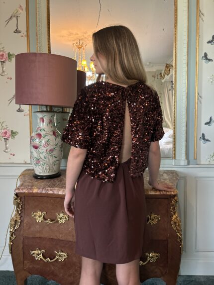 Robe Bronze À Sequins Avec Dos Nu 3