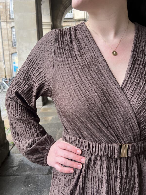 Robe Longue Avec Ceinture Chocolat 2