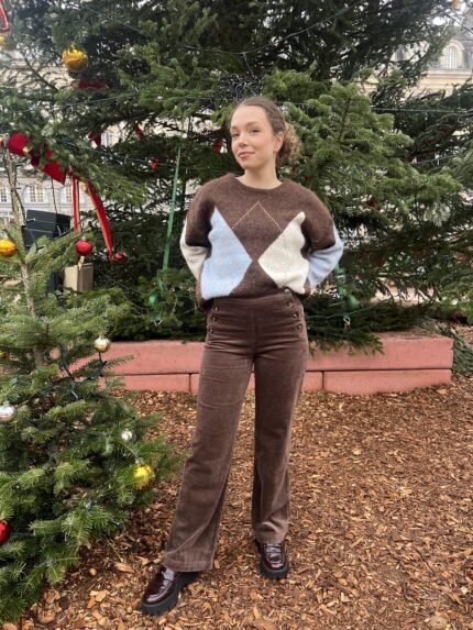 Pantalon Velours Côtelé Chocolat Avec Boutons 4