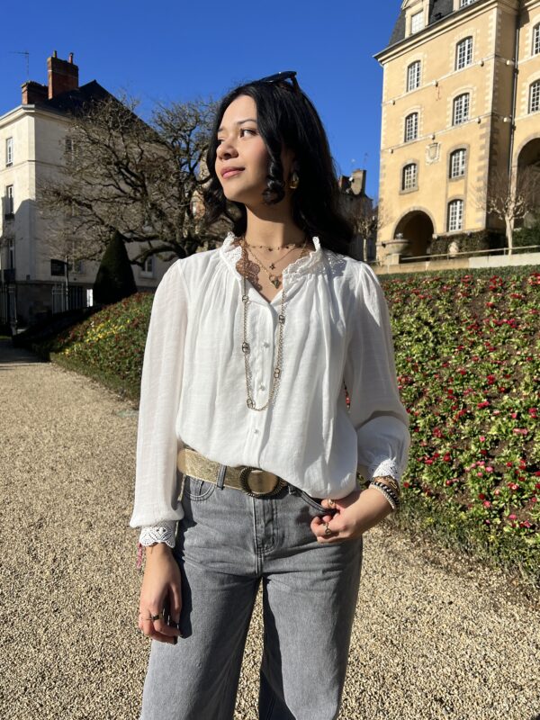 Chemise à Col Dentelle Blanche 3