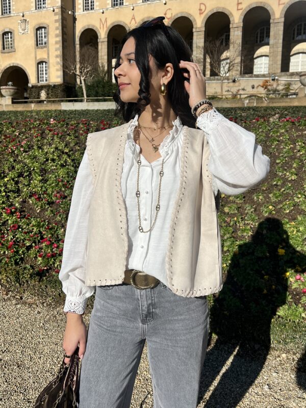 Gilet Sans Manches Cow Boy Beige 3