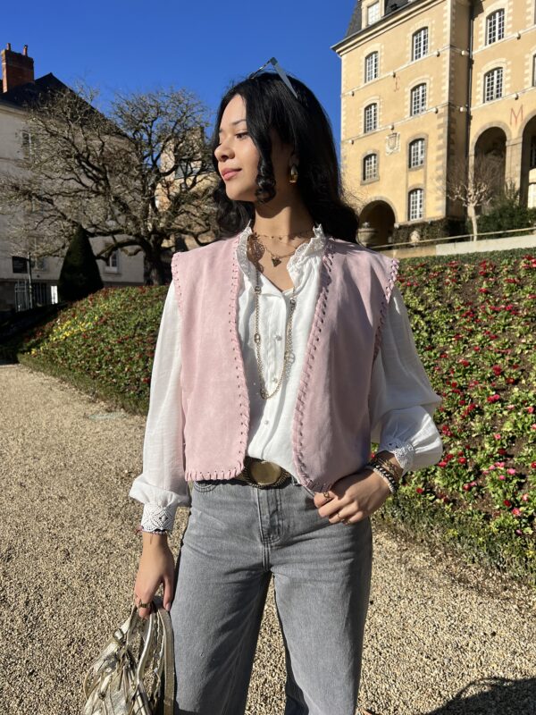 Gilet Sans Manches Cow Boy Rose