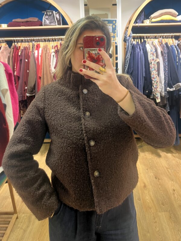 Veste Chocolat Effet Mouton 1