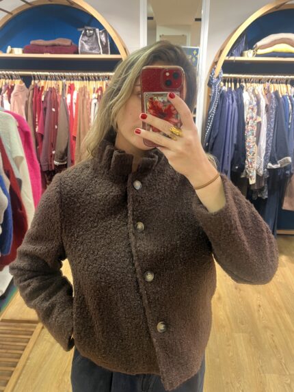 Veste Chocolat Effet Mouton 2