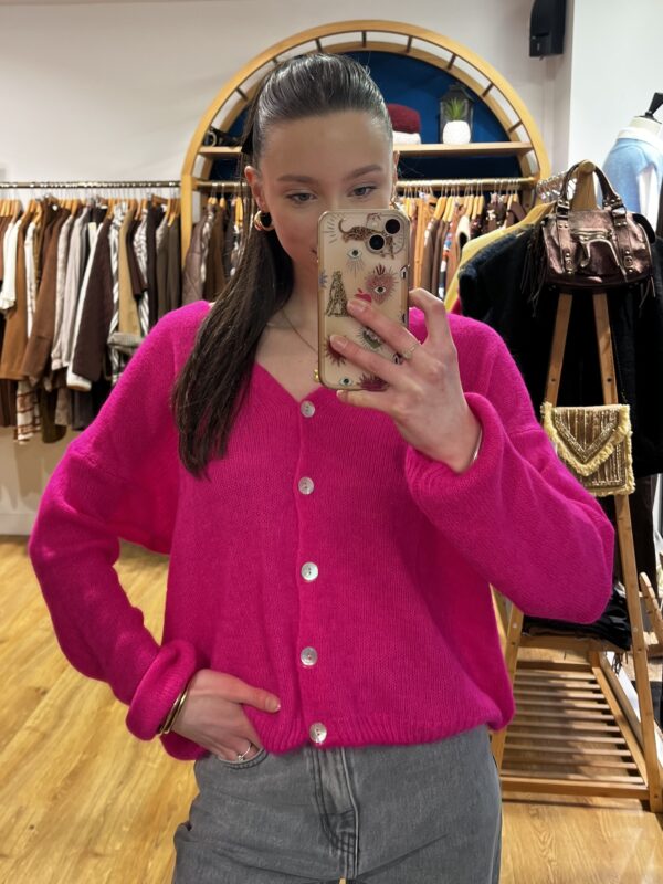 Gilet En Alpaga Rose Fuchsia