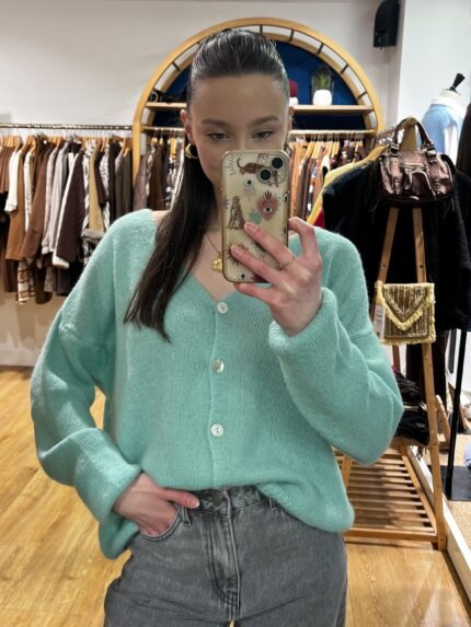 Gilet En Alpaga Vert D'eau