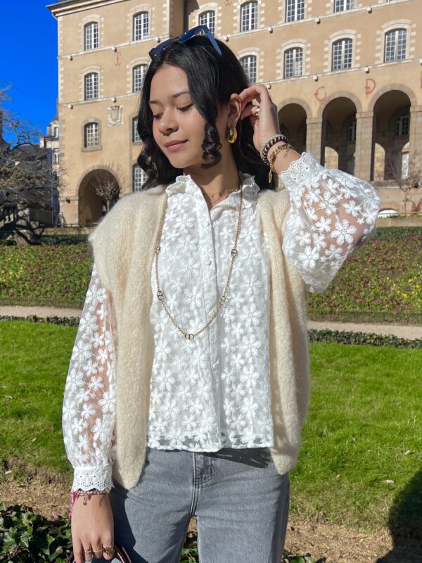 Gilet Sans Manches En Mohair Ecru