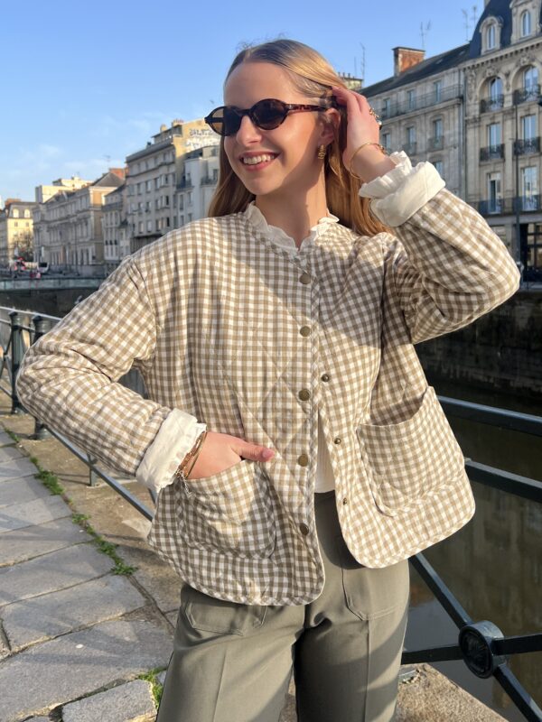 Veste Matelassée Vichy vert clair