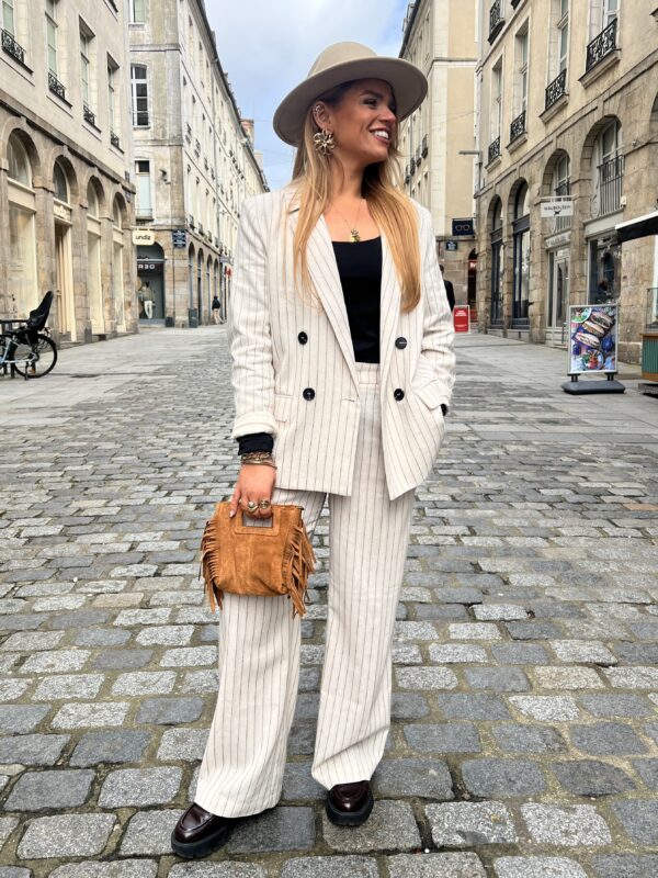 Pantalon En Lin À Rayures