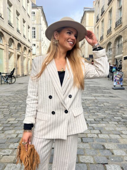 Blazer En Lin À Rayures