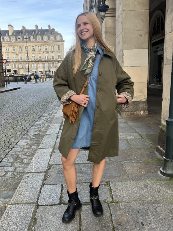 Trench Mi-Long Kaki Doublure Liberty