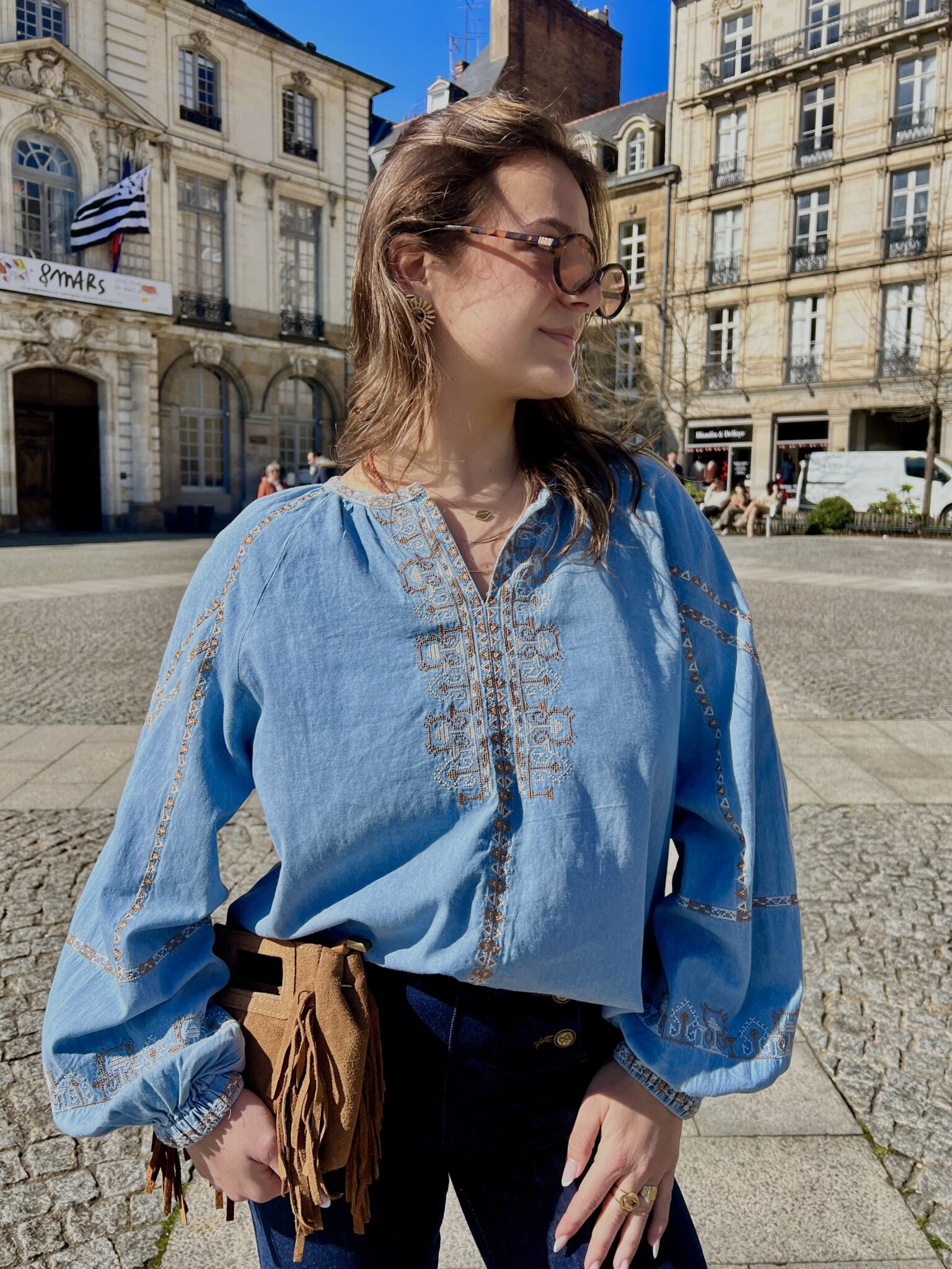 Blouse Bleu Au Style Bohème Blouse Bleu Au Style Bohème